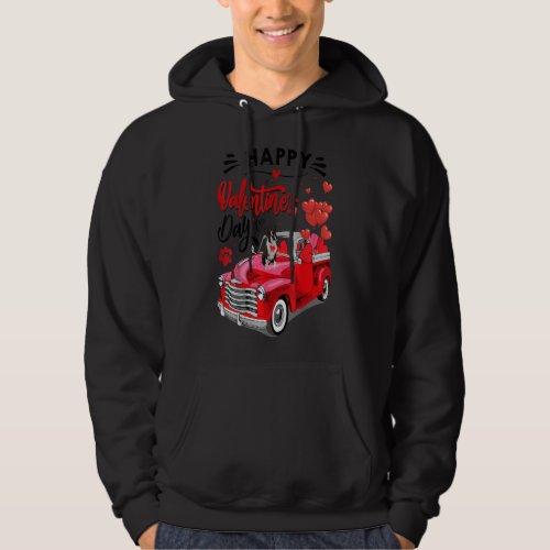 Cute Boston Terrier Dog Red Truck Happy Valentines Hoodie