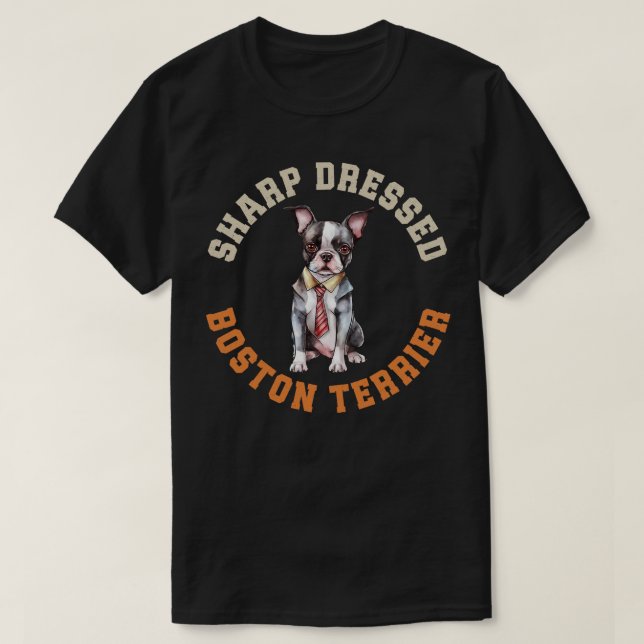 Cute Boston Terrier Dog T-Shirt (Design Front)