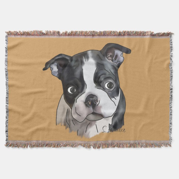 Cute Boston Terrier Dog Throw Blanket