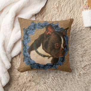 Cute Boston Terrier Dog Throw Pillow