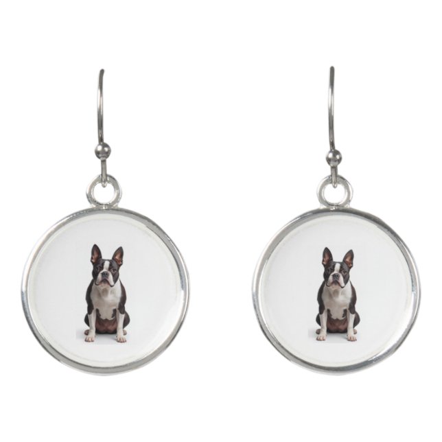 Cute Boston Terrier Drop Earrings (Front)
