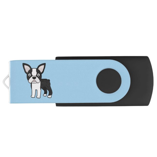 Cute Boston Terrier Flash Drive (Back)