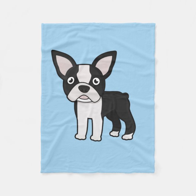 Cute Boston Terrier Fleece Blanket (Front)