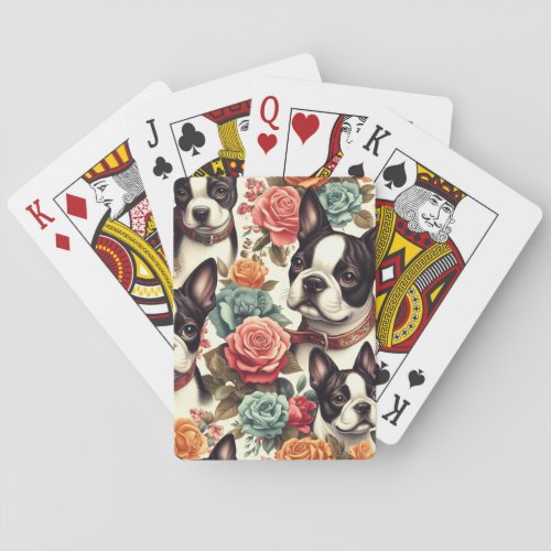 Cute Boston Terrier Illustration Poker Cards