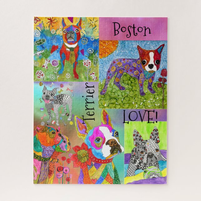 Cute Boston Terrier Love Puzzle - 520 Pieces (Vertical)