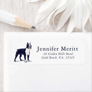 Cute Boston Terrier Lover Mom Dad Dog Portrait Label