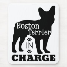 Mouse Pad Dibujo Boston Terrier Negro 8 X 8 Pulgadas 