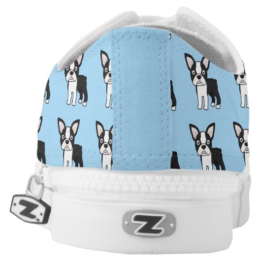 Cute Boston Terrier Low-Top Sneakers (Left Shoe Back)