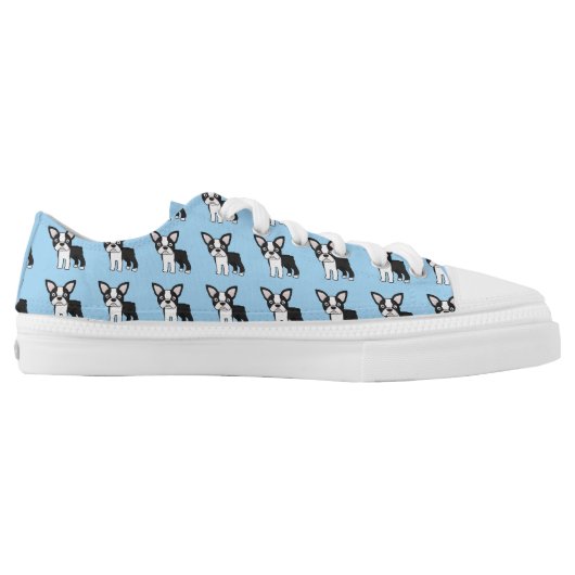 Cute Boston Terrier Low-Top Sneakers (Left Shoe Inside)