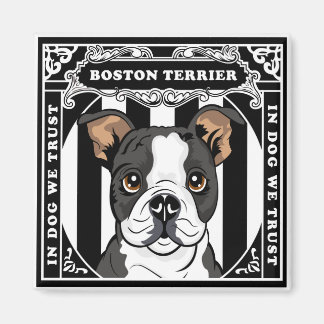 Cute Boston Terrier Magnet Square