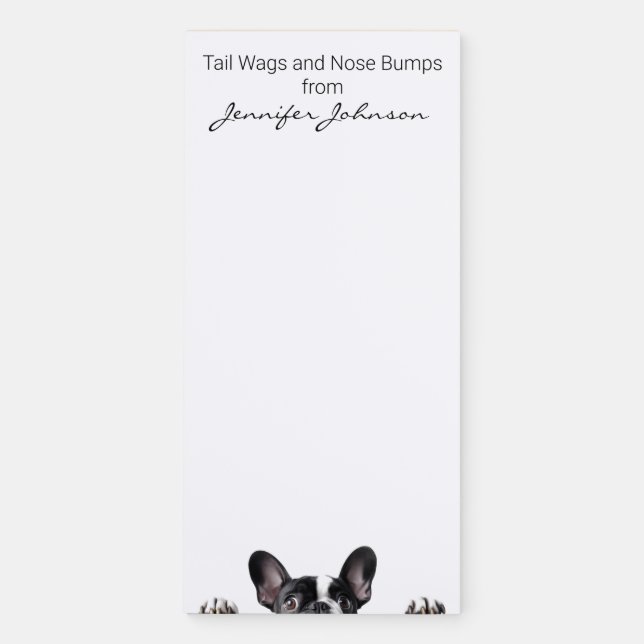 Cute Boston Terrier Magnetic Notepad (Front)