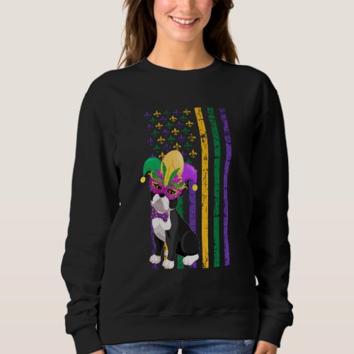 Cute Boston Terrier Mardi Gras American Flag Dog Sweatshirt