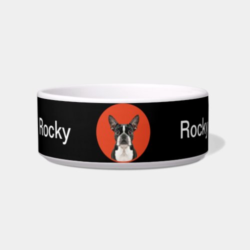 Cute Boston Terrier Monogram Dog Feed Water Bowl