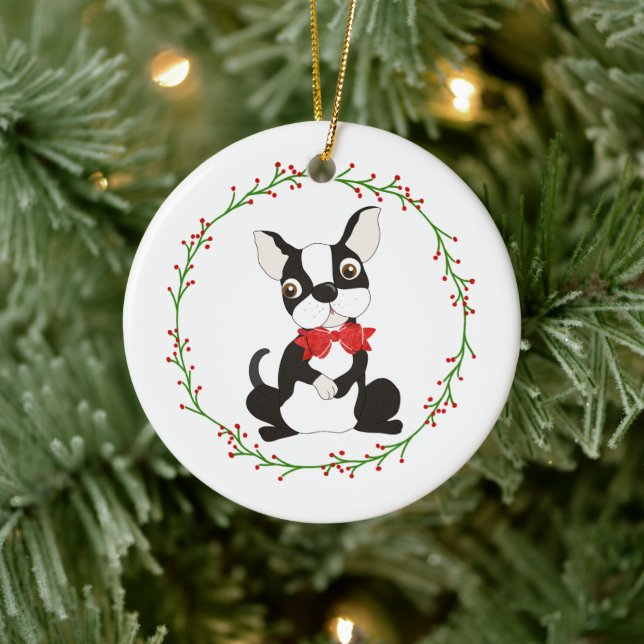 Cute Boston Terrier Ornament for Christmas (Tree)