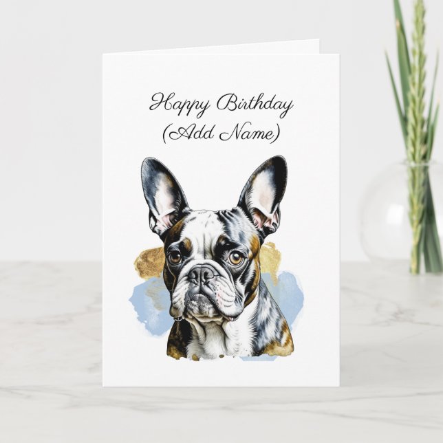 Cute Boston Terrier Personalized Birthday Card (Front)