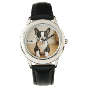 Cute Boston Terrier Personalized Kid's Watch