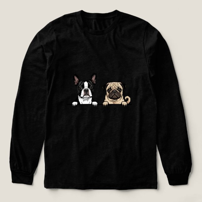 Cute Boston Terrier & Pug Dog for pet adopters  Tri-Blend Shirt (Design Front)