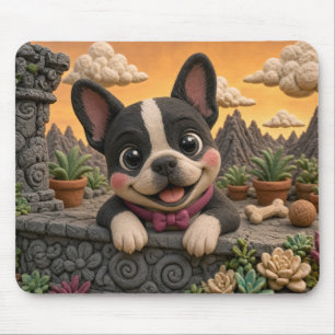 Cute Boston Terrier Puppy, Baby Dog Mouse Pad