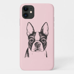 Cute Boston Terrier Puppy Dog Mom Fur Mama Pink iPhone 11 Case