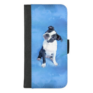 Cute Boston Terrier Puppy Painting iPhone 8/7 Plus Wallet Case