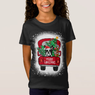 Cute Boston Terrier Red Truck Merry Christmas Blea T-Shirt