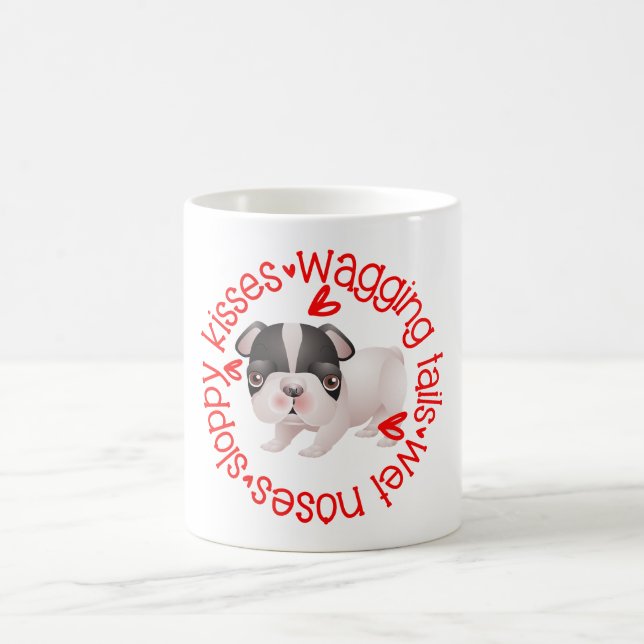 Cute Boston Terrier, sloppy kisses Coffee Mug (Center)