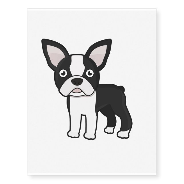 Cute Boston Terrier Temporary Tattoos (Front)