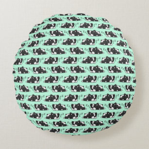 Cute Boston Terrier ZZZ Dog Lovers Gifts Pet Puppy Round Pillow