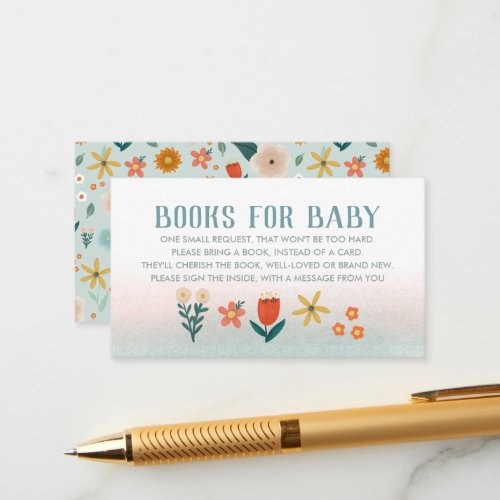 Cute Botanical Floral Books For Baby Enclosure Card