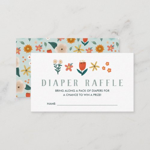 Cute Botanical Floral Diaper Raffle Enclosure Card