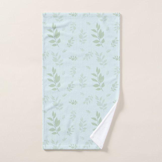 Cute botanical green leaves  hand towel  (Hand Towel)