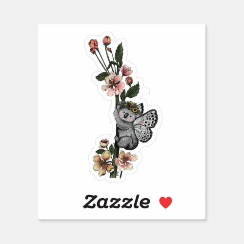 Cute Botanical Koala Beary Watercolor Illustration Sticker