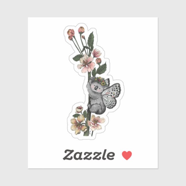 Cute Botanical Koala Beary Watercolor Illustration Sticker (Sheet)