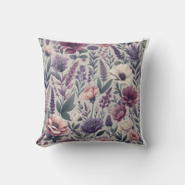 Cute Botanical lavender  Throw Pillow (Front)