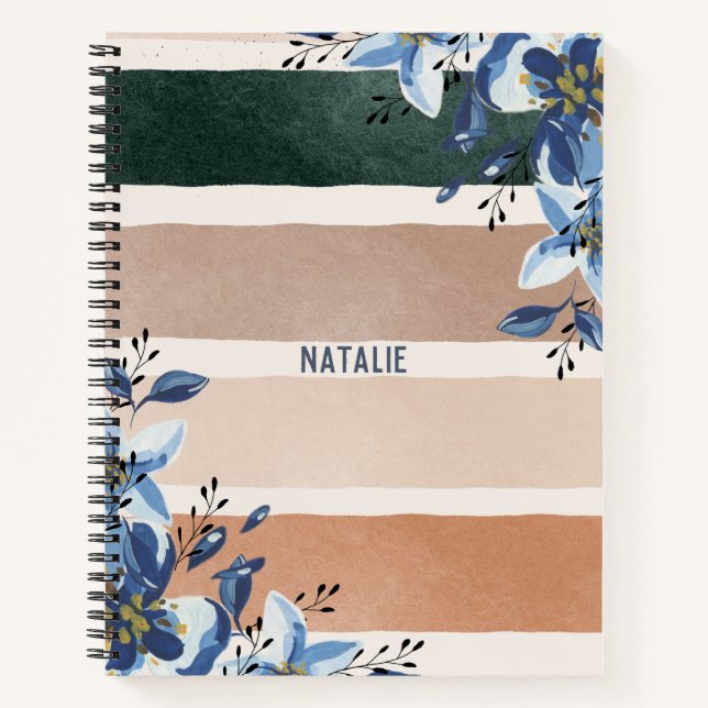 Cute botanical monogram Adorable blue floral Notebook (Front)