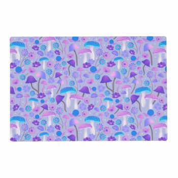 Cute Botanical Mushroom Forest Purple Turquoise Placemat by dulceevents at Zazzle