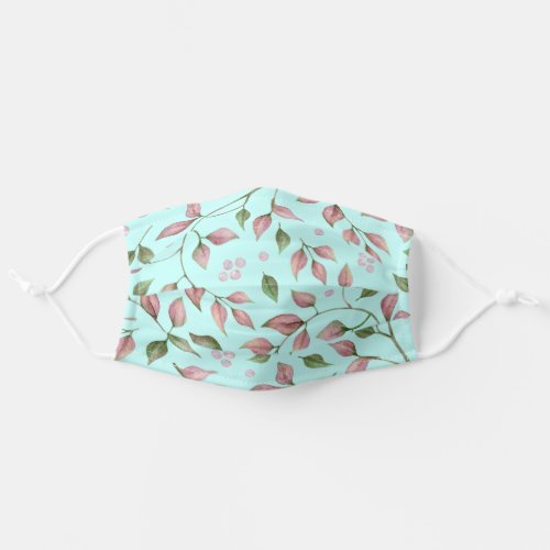 Cute botanical pastel colorful pattern mint green adult cloth face mask