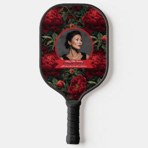 Cute Botanical Peonies Flower Accent Birthday  Pickleball Paddle
