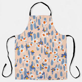 Cute botanical seamless pattern. Small daisies sca Apron