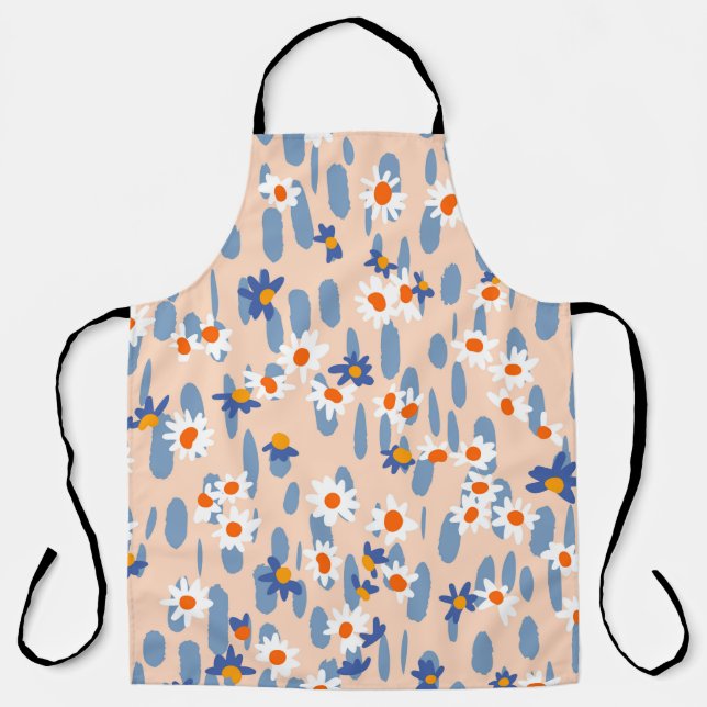 Cute botanical seamless pattern. Small daisies sca Apron (Front)