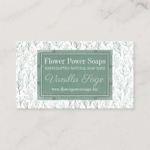 Cute botanicals handmade soap bath scent green business card