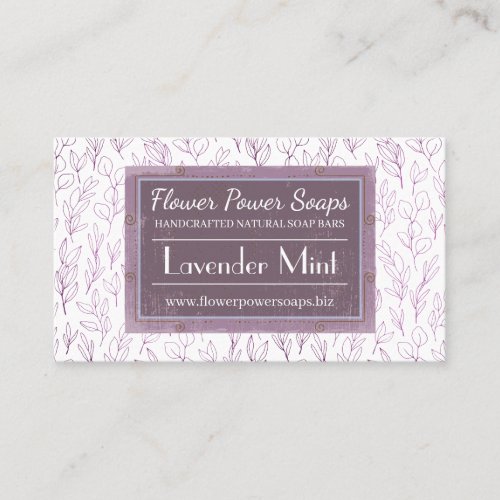 Cute botanicals handmade soap bath scent purple business card