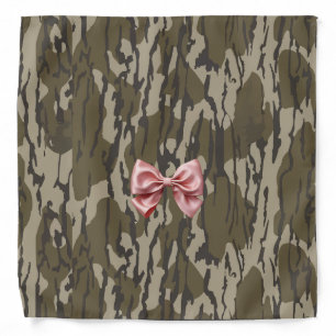 Cute Bottomland Camo Aesthetic Pink Ribbon Bow Bandana