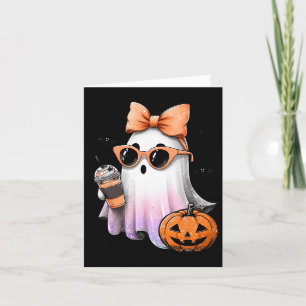 Cute Bougie Ghost Coffee Pumpkin Spooky Season Hal Card