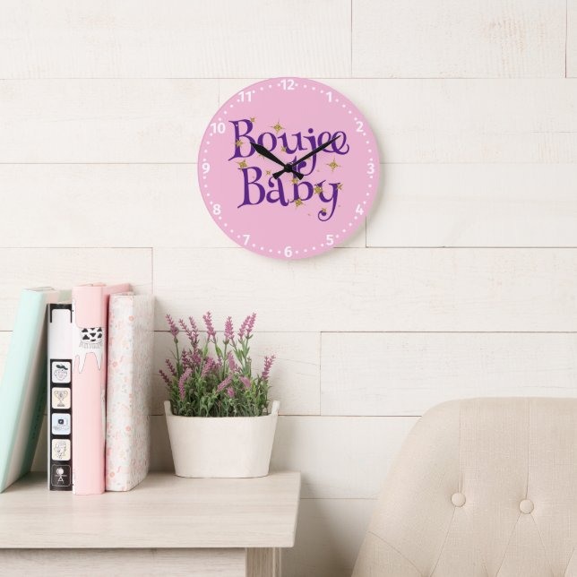 Cute Boujee Baby Purple & Pink  Large Clock (Reading Room)