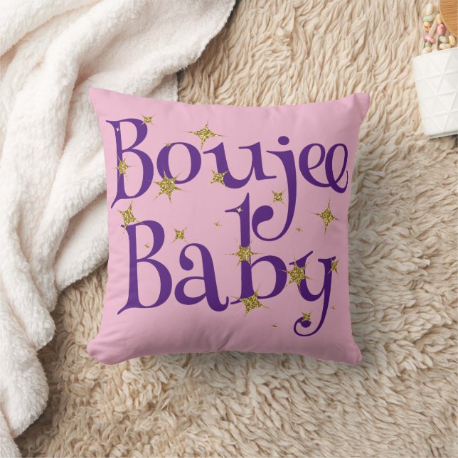 Cute Boujee Baby Purple & Pink Throw Pillow (Blanket)