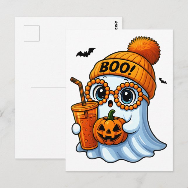 Cute Boujee Ghost Halloween | Spooky Chic Aestheti Postcard (Front/Back)