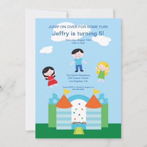 Cute Bounce House Birthday Party Invitation