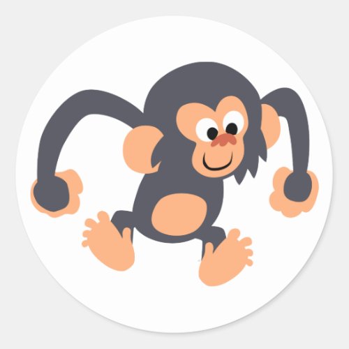 Cute Bouncy Cartoon Chimpanzee Sticker