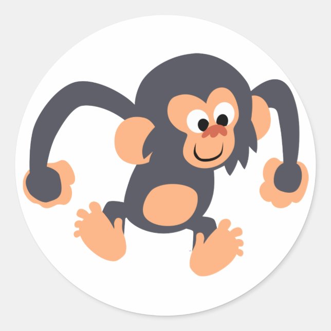 Cute Bouncy Cartoon Chimpanzee Sticker (Front)
